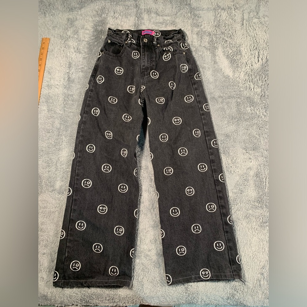 Edikted smiley face moody emoji black jeans small